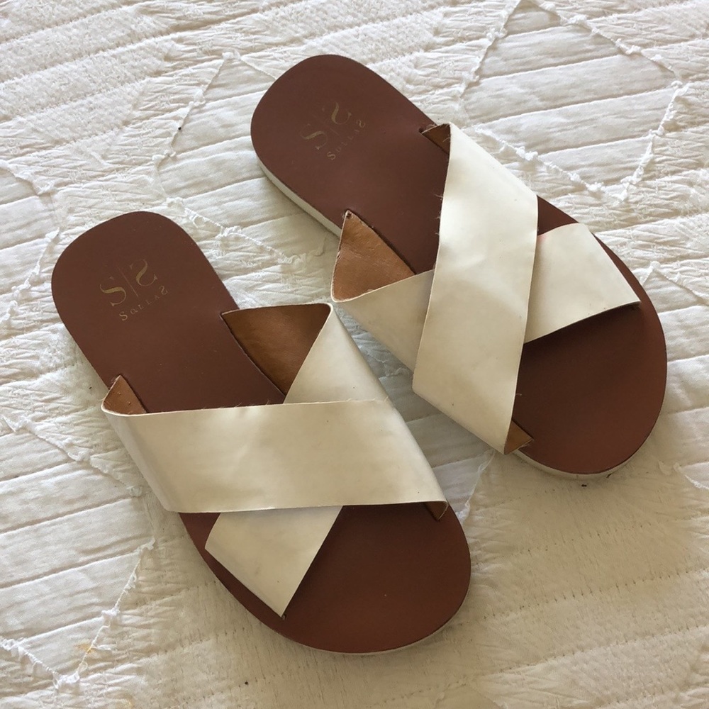 White flat sandals